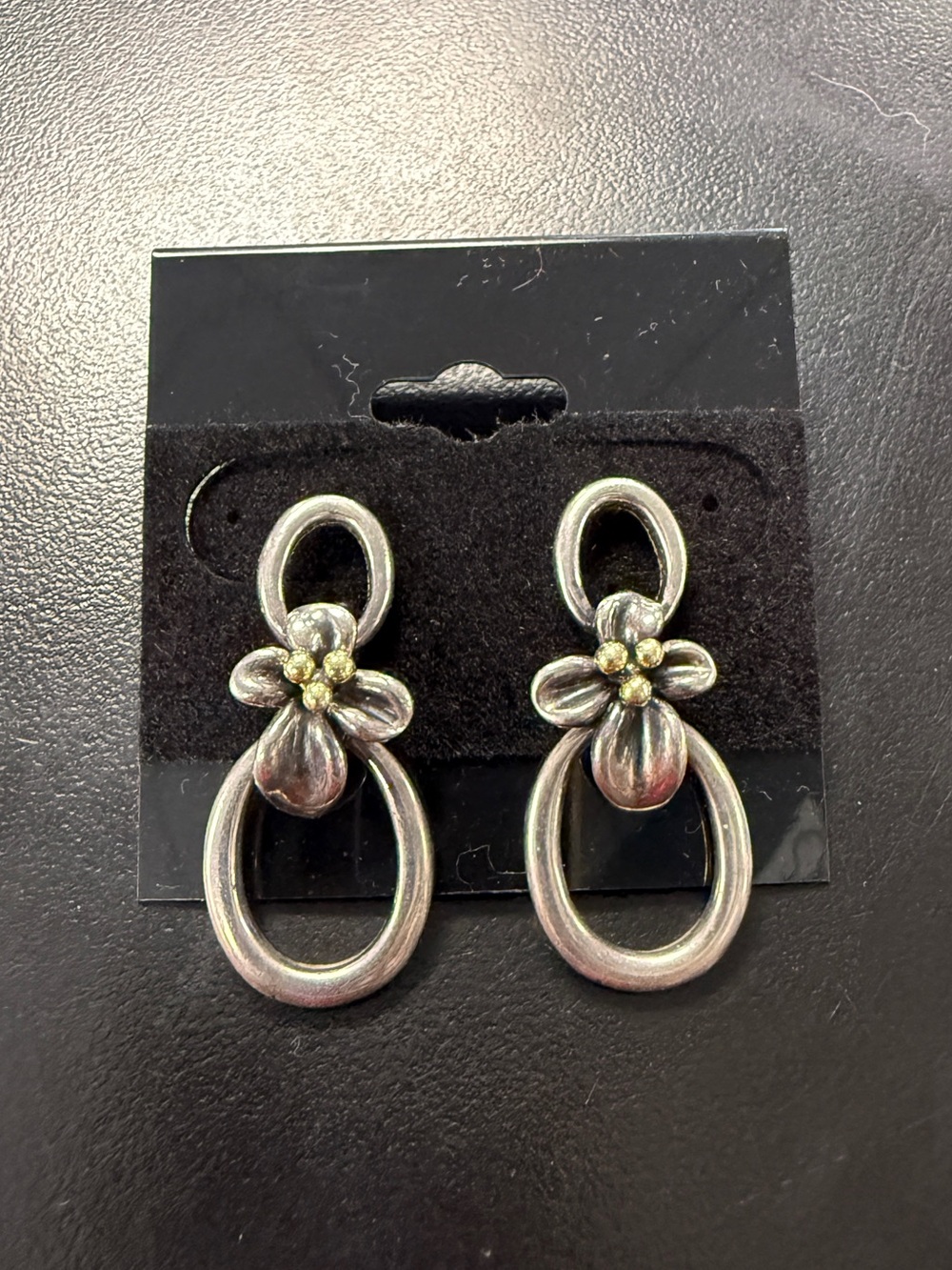 18K AUTHENTIC ANN KING FLOWER FLORAL EARRINGS STERLING SILVER .925